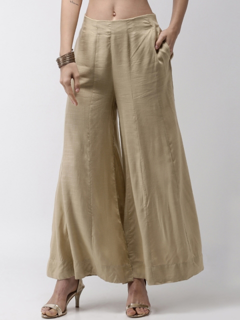 

De Moza Women Beige Solid Flared Palazzos