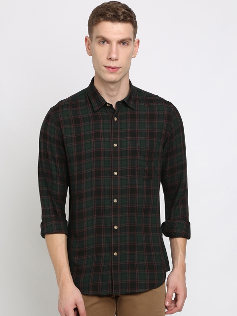 

Crocodile Men Green & Black Slim Fit Checked Casual Shirt