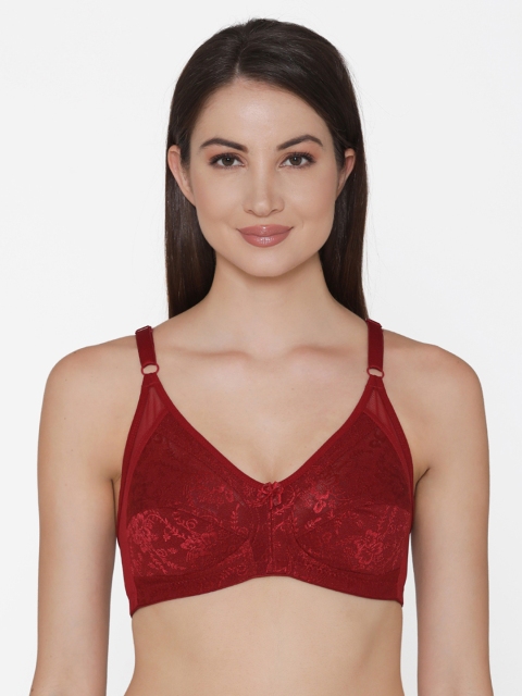 

Clovia Lace Non-Padded Non-Wired Bridal Bra, Maroon