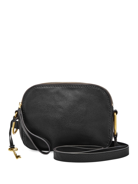 Fossil Black Solid Leather Sling Bag