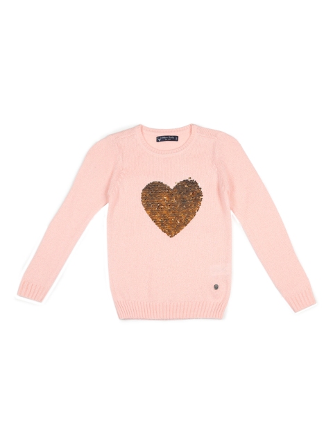 

Allen Solly Junior Girls Peach-Coloured Self Design Sweater