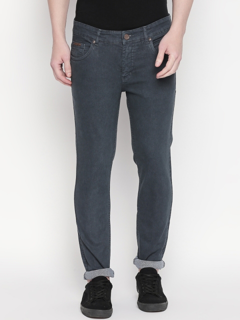 

BOLTS and BARRELS Men Teal Blue Slim Fit Low-Rise Clean Look Jeans
