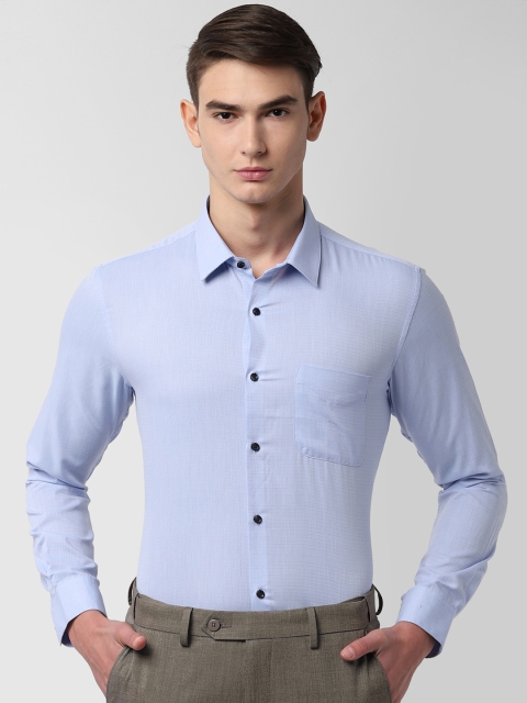 

Peter England Men Blue Regular Fit Self Design Formal Shirt