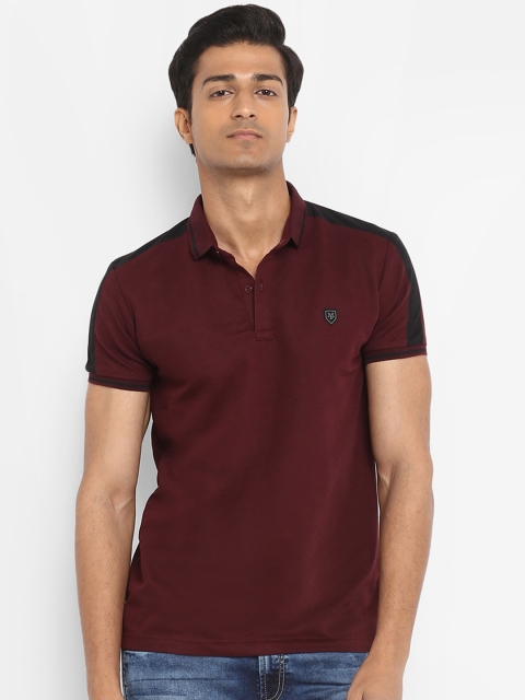 

Mufti Men Burgundy Solid Polo Collar T-shirt