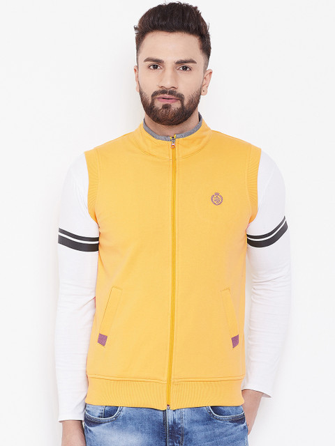 

Adobe Men Yellow & White Colourblocked Sweatshirt