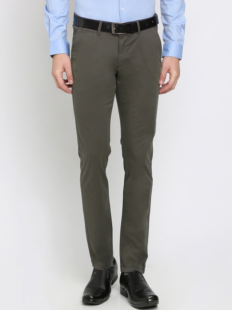 

Crocodile Men Olive Green Slim Fit Solid Formal Trousers
