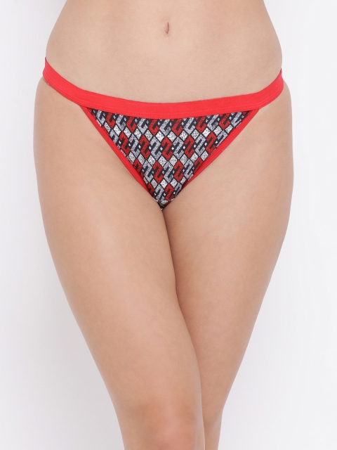 

Clovia Women Red & Grey Printed Low Rise Bikini Briefs PN3169A08XXL
