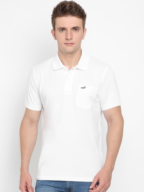 

Crocodile Men White Slim Fit Solid Polo Collar T-shirt