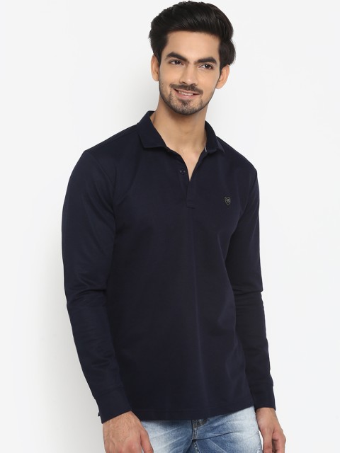 

Mufti Men Navy Blue Solid Polo Collar T-shirt