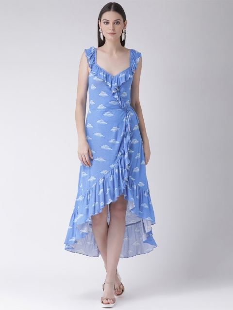 

Texco Women Printed Blue Fit and Flare Dress
