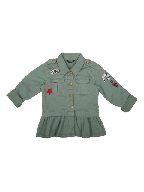 

Allen Solly Junior Girls Olive Green Solid Tailored Jacket