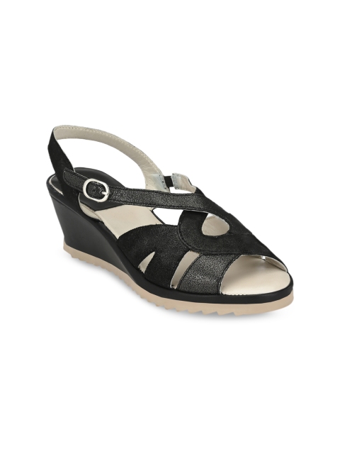

Zebba Women Black Solid Leather Sandals