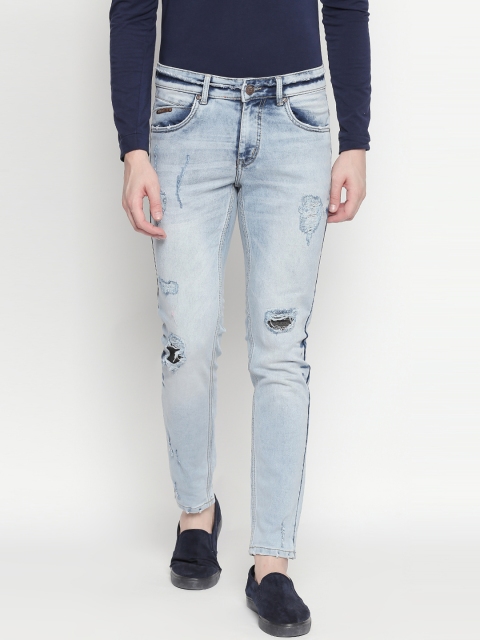 

BOLTS and BARRELS Men Blue Slim Fit Low-Rise Low Distress Stretchable Jeans