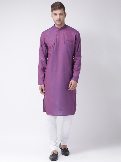 

TABARD Men Purple & White Solid Kurta with Churidar