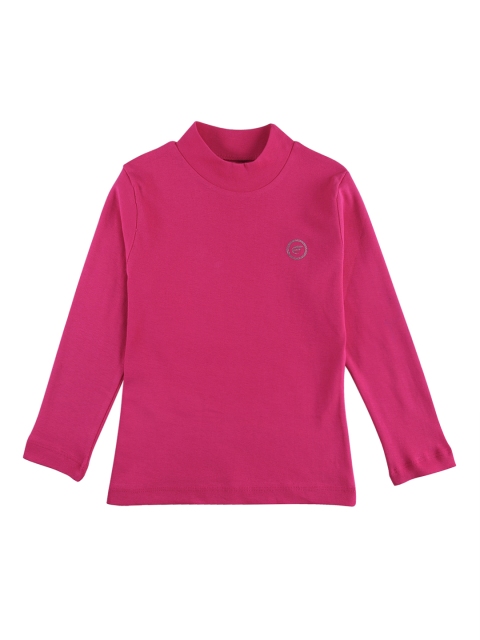 

FEMEA Girls Pink Solid Round Neck T-shirt