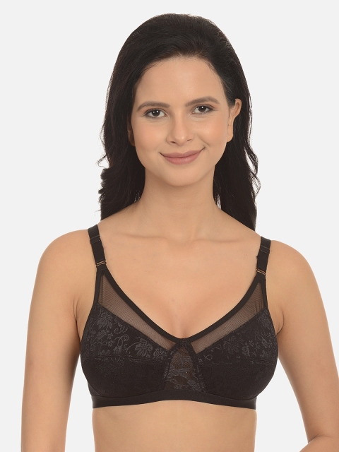 

mod & shy Black Self Design Non-Wired Non Padded Minimizer Bra MS96