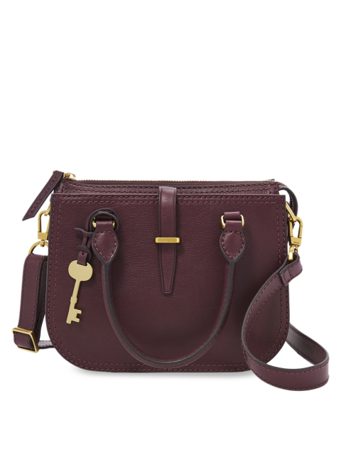 

Fossil Purple Solid Leather Handheld Bag