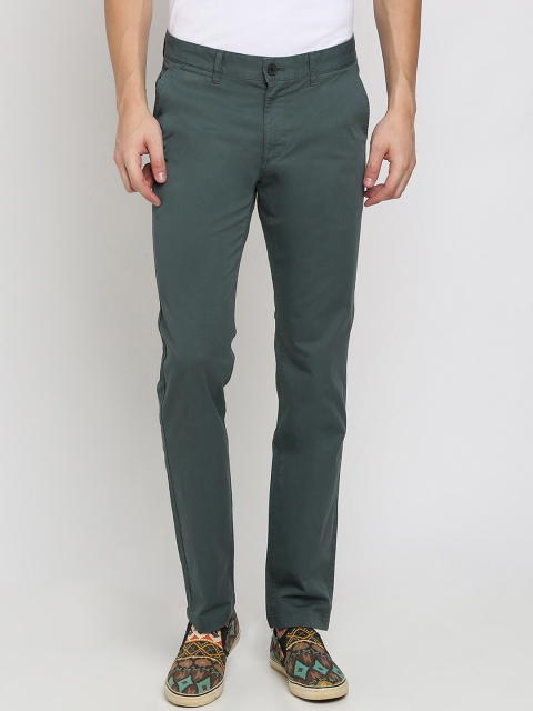 

Crocodile Men Teal Slim Fit Solid Regular Trousers