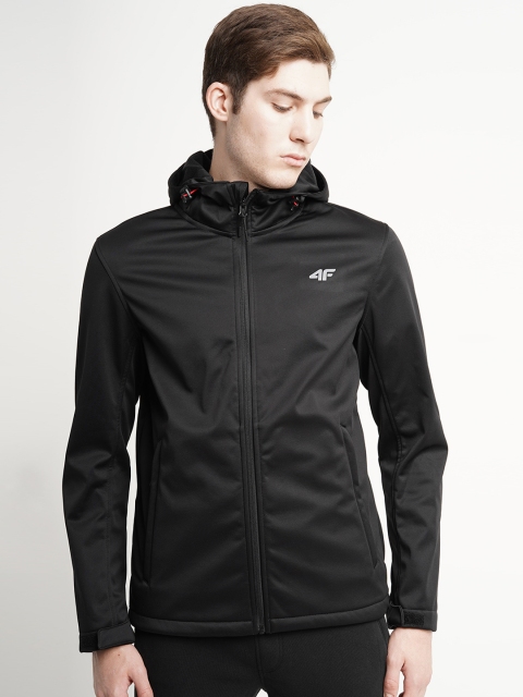 

4F Men Black Solid Hooded Sporty Jacket