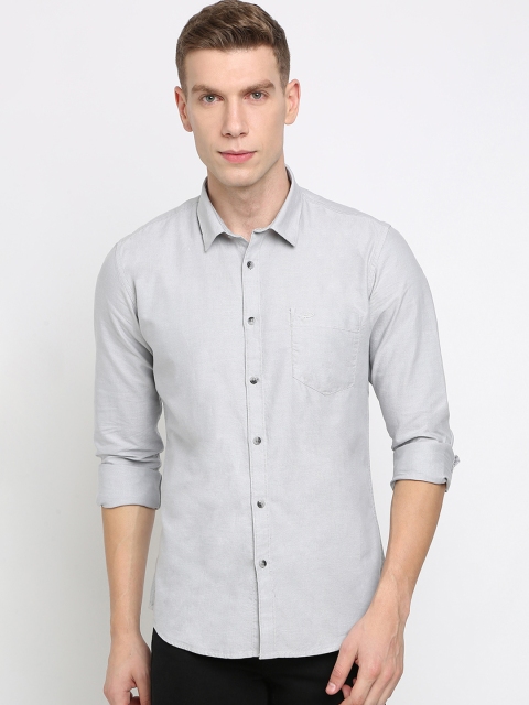 

Crocodile Men Grey Slim Fit Solid Casual Shirt