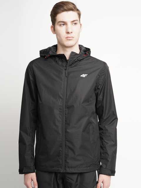 

4F Men Black Solid Hooded Sporty Jacket