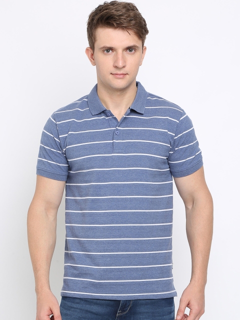 

Crocodile Men Navy Blue Striped Slim Fit Polo Collar T-shirt