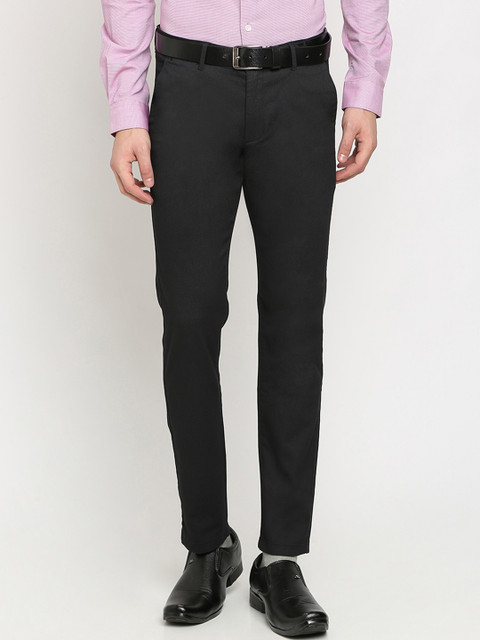 

Crocodile Men Black Slim Fit Solid Formal Trousers