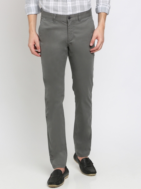 

Crocodile Men Grey Slim Fit Solid Regular Trousers