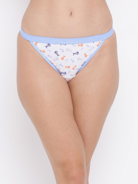 

Clovia Women White & Blue Printed Low Rise Bikini Briefs PN3169P18XXL
