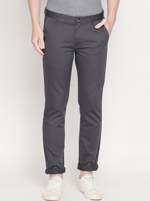 

BYFORD by Pantaloons Men Charcoal Grey Slim Fit Solid Regular Trousers