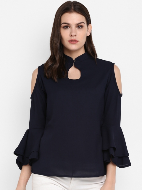 

Indietoga Women Navy Blue Solid Top
