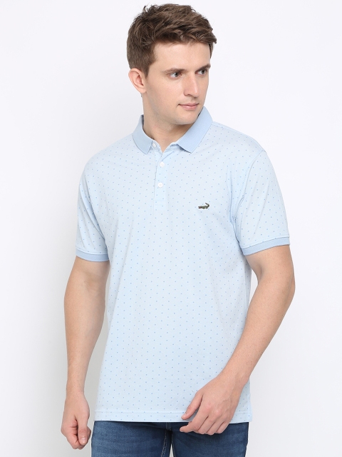 

Crocodile Men Blue Printed Slim Fit Polo Collar T-shirt