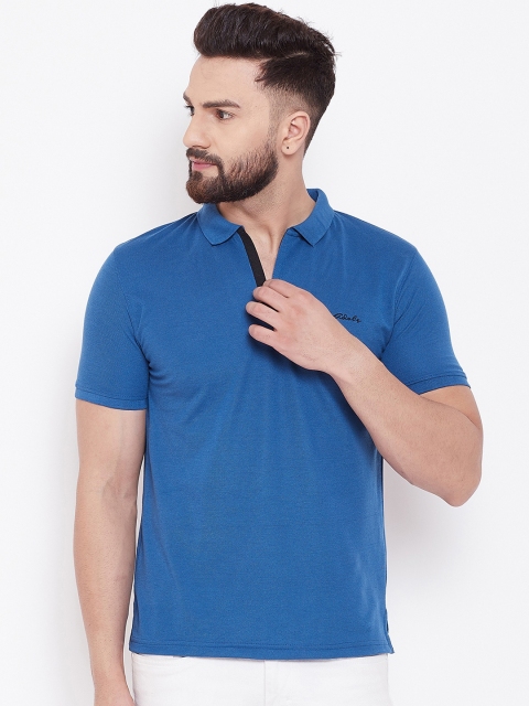 

Adobe Men Blue Solid Polo Collar T-shirt