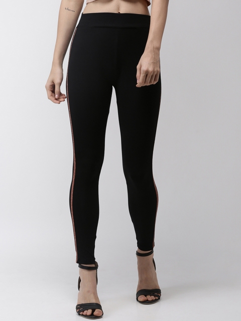 De Moza Women Black Solid Ankle Length Treggings