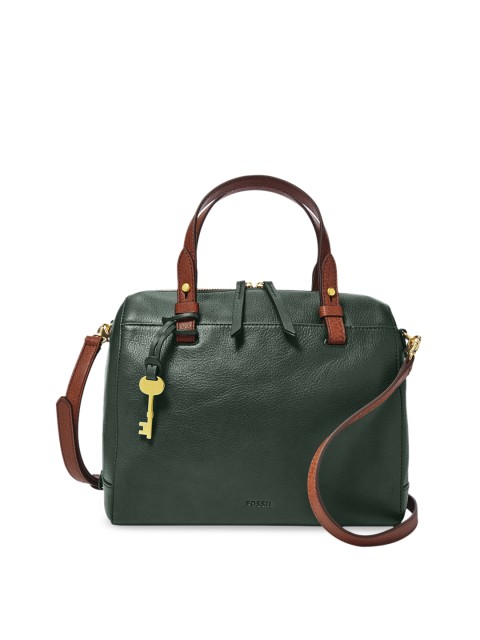 

Fossil Green Solid Leather Handheld Bag