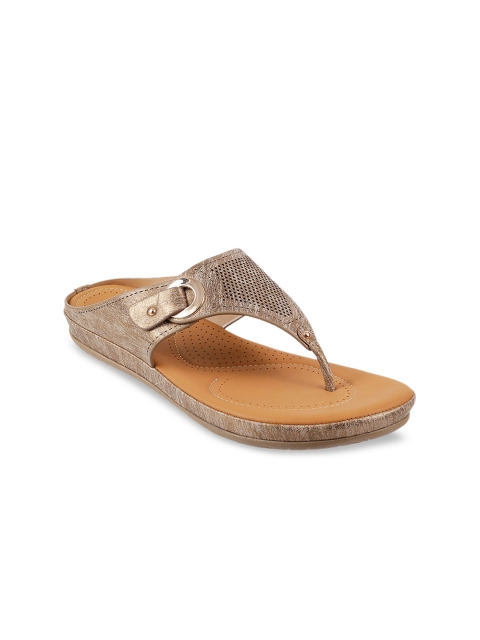 

Mochi Women Bronze-Toned Solid Open Toe Flats