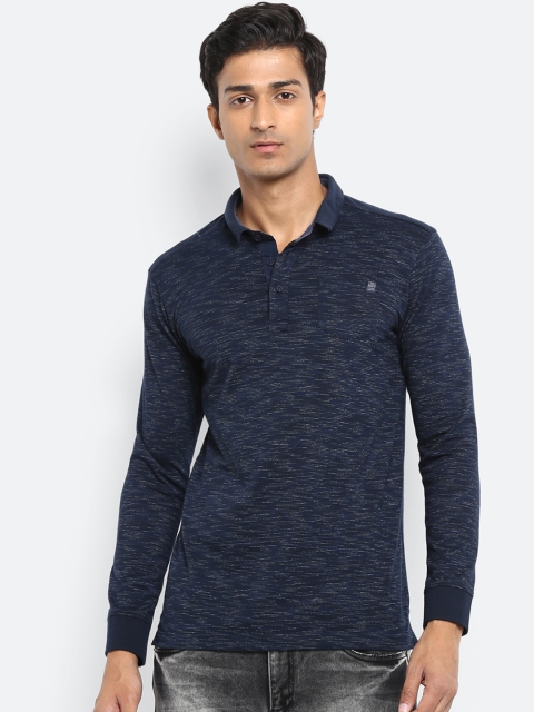 

Mufti Men Navy Blue Solid Polo Collar T-shirt