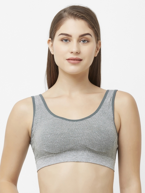 

FashionRack Grey Self Design Non-Wired Lightly Padded Sports Bra 1535