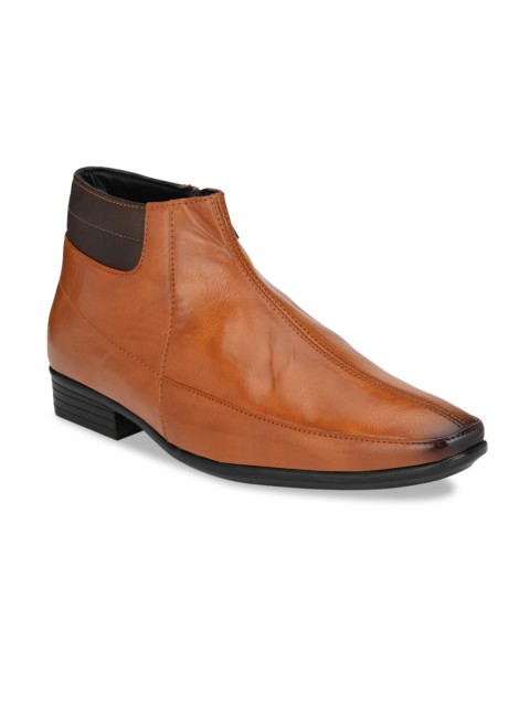 

Prolific Men Tan Solid Synthetic Leather Mid-Top Flat Boots
