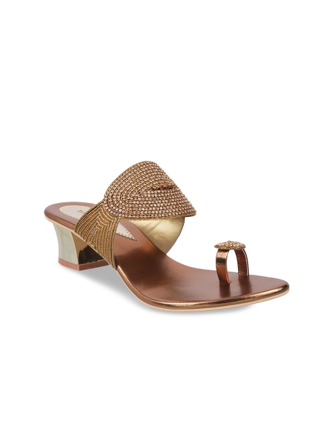 

WALKWAY Women Bronze-Toned Solid Sandals
