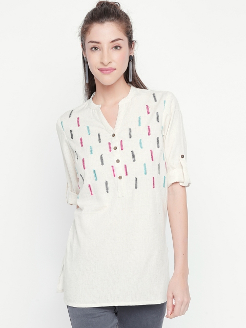 

AKKRITI BY PANTALOONS Off-White Embroidered Tunic