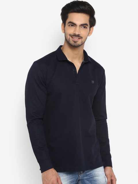 

Mufti Men Navy Blue Solid Polo Collar T-shirt