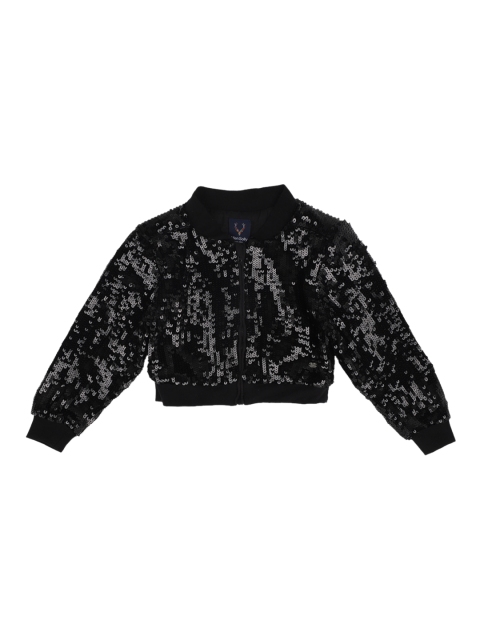 

Allen Solly Junior Girls Black Sequinned Bomber Jacket