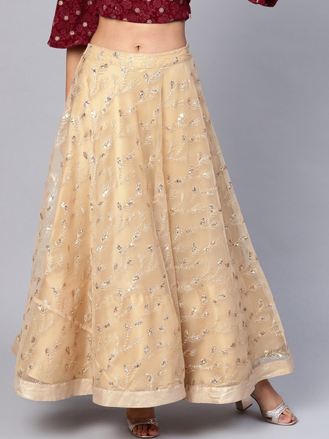 

Juniper Women Gold-Coloured Embellished Maxi Skirts