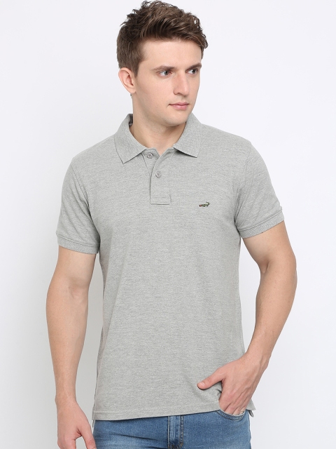 

Crocodile Men Grey Melange Slim Fit Solid Polo Collar T-shirt