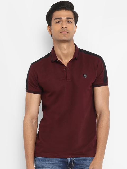 

Mufti Men Burgundy Solid Polo Collar T-shirt