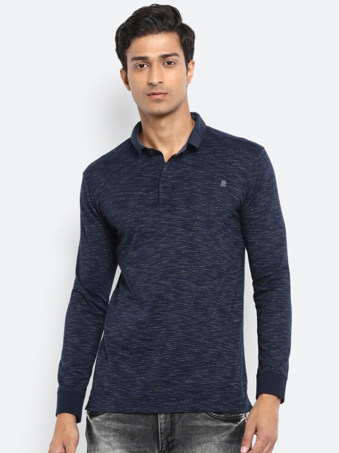 

Mufti Men Navy Blue Solid Polo Collar T-shirt