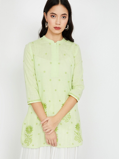 

Melange by Lifestyle Women Lime Green Printed Straight Kurtis