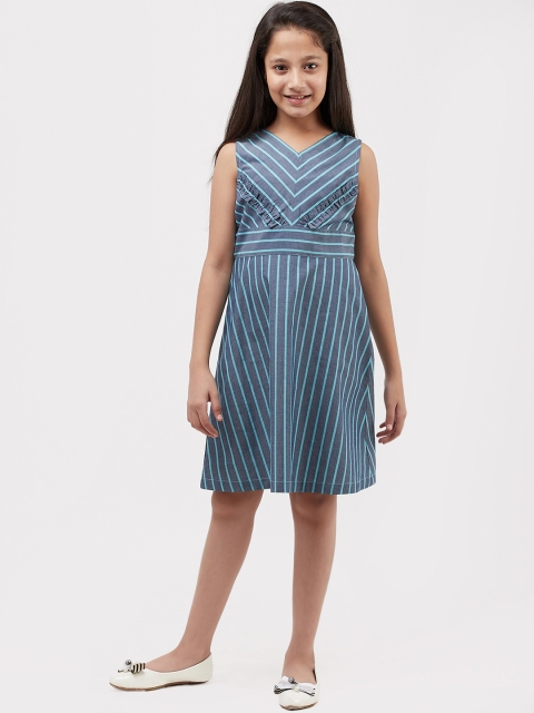 

CACA CINA Girls Striped Grey Fit and Flare Dress