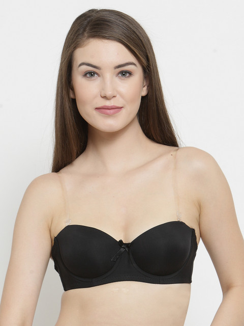 

Quttos Black Solid Underwired Lightly Padded T-shirt Bra QT-20189